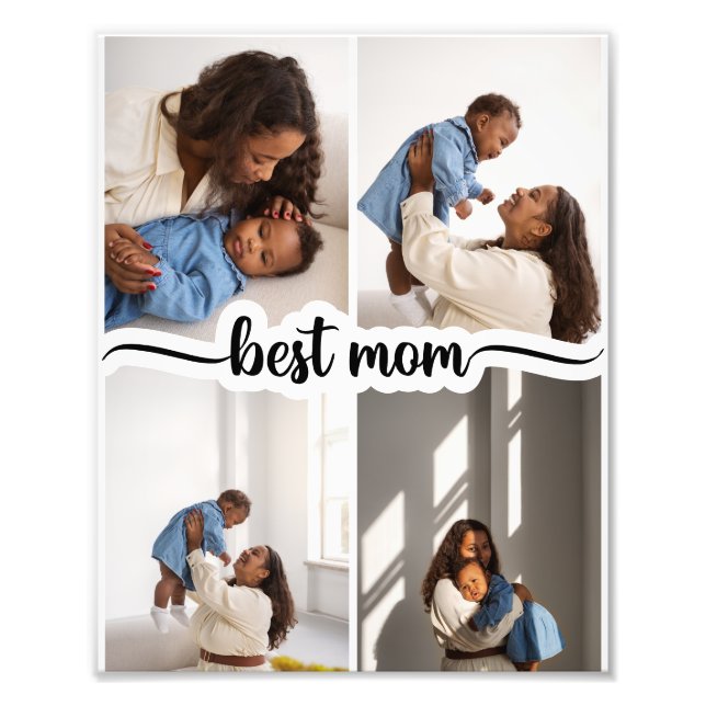 Best Mum Personalised 4 Photo Collage Print (Front)