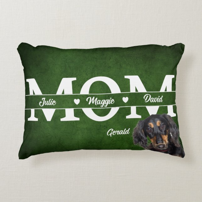 Best Mum Personalised three names plus dog Decorative Cushion (Front)