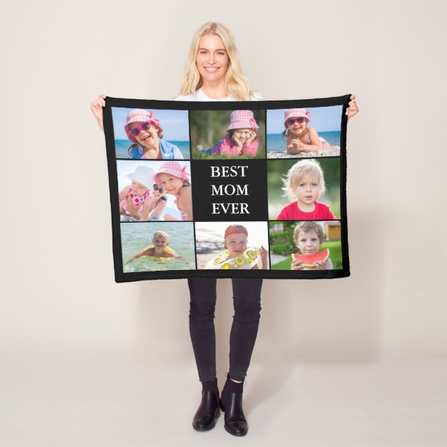 Best Mum Photo Collage Fleece Blanket (In Situ)