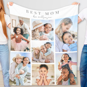 Best Mum Photo Collage Fleece Blanket