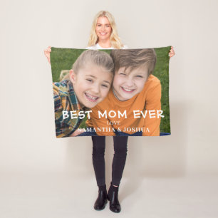 Best Mum Photo Name Fleece Blanket