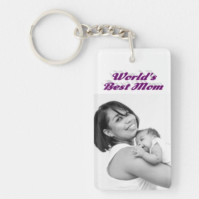 Best Mum photo purple text   Key Ring (Front)