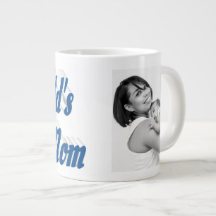 Best Mum photo sea blue text Large Coffee Mug