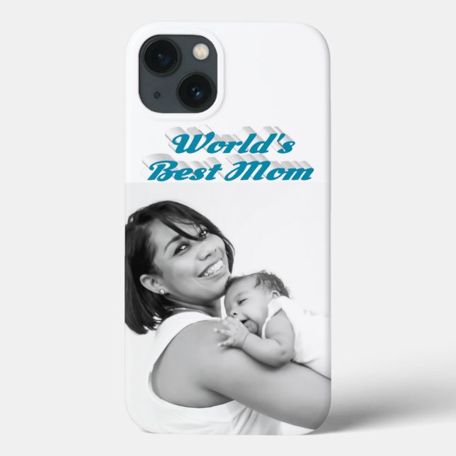 Best Mum photo sky blue text Case-Mate iPhone Case (Back)