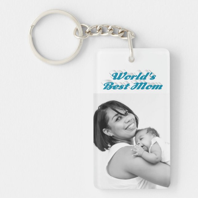 Best Mum photo sky blue text   Key Ring (Front)