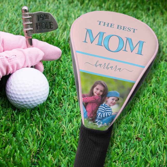 Best Mum Photo Stylish Blue Metallic Lettering Golf Head Cover (Creator Uploaded)