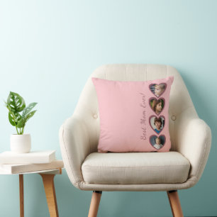 Best Mum Pink Hearts 4 children Photo Collage Cushion