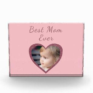 Best Mum Pink Hearts Custom Kids Photo Block