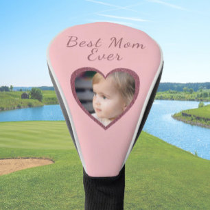 Best Mum Pink Hearts Custom Kids Photo Golf Head Cover