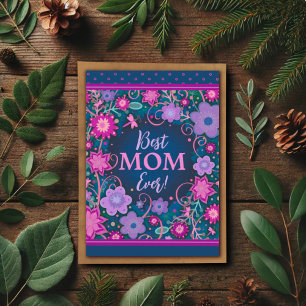 Best Mum Pink Purple Floral Pretty Mother’s Day Card