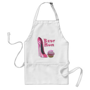 Best Mum Pink Stiletto Shoe and Pink Cupcake Gifts Standard Apron