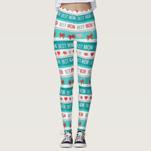Best Mum Pop Art Hearts & Bows Retro Leggings