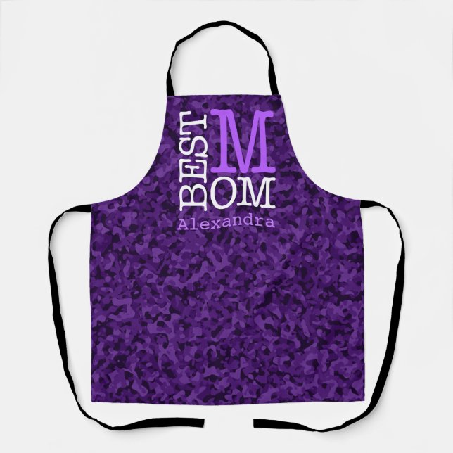 Best Mum Purple Camouflage Name Personalised Apron (Front)