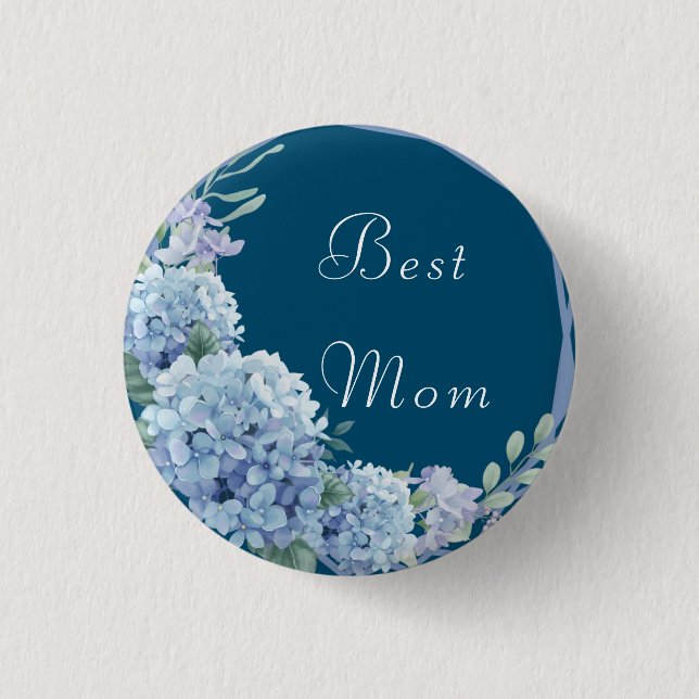 Best mum quoted floral blue Button (Front)