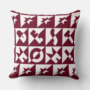 Best Mum Red and White Pattern and Stars Cushion
