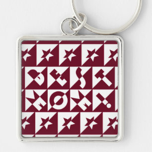 Best Mum Red and White Pattern with Stars Key Ring