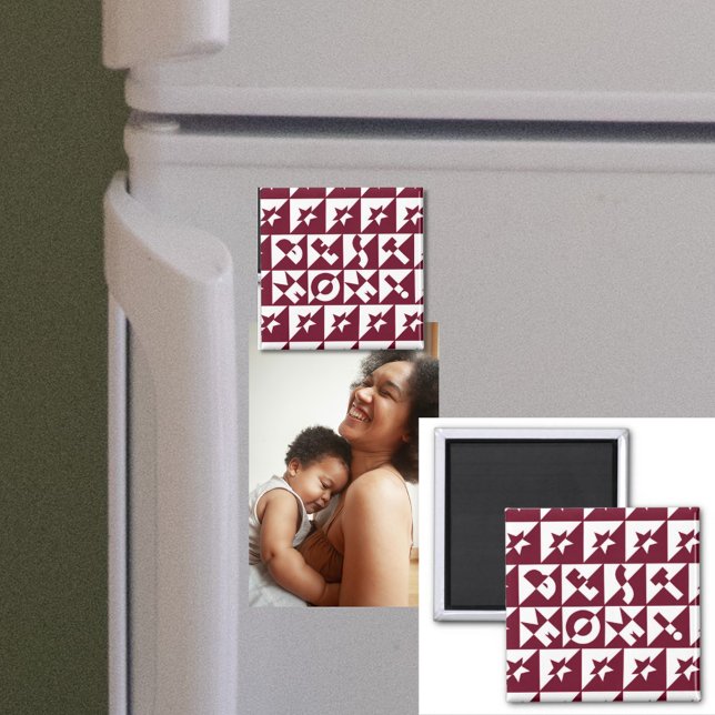 Best Mum Red and White Pattern with Stars Magnet (Creator Uploaded)