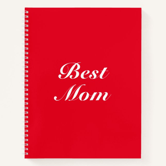 Best mum red white classic script elegant cute  notebook (Front)