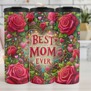 Best Mum: Roses, Hearts, Golden Glow Thermal Tumbler