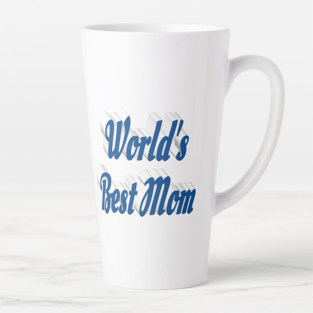 Best Mum sea blue text Latte Mug (Right)