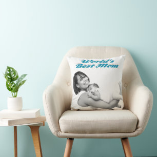 Best Mum sky blue photo Cushion