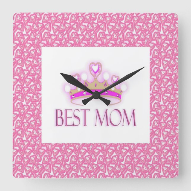 Best Mum Square Wall Clock (Front)
