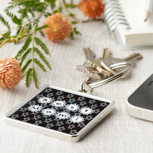 Best Mum Stars in Neon Key Chain (Side)