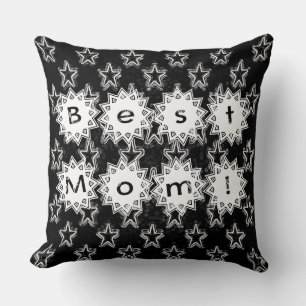 Best Mum Stars in Neon White and Black Background Cushion