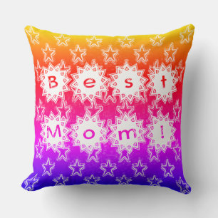 Best Mum Stars White Neon and Colourful Background Cushion