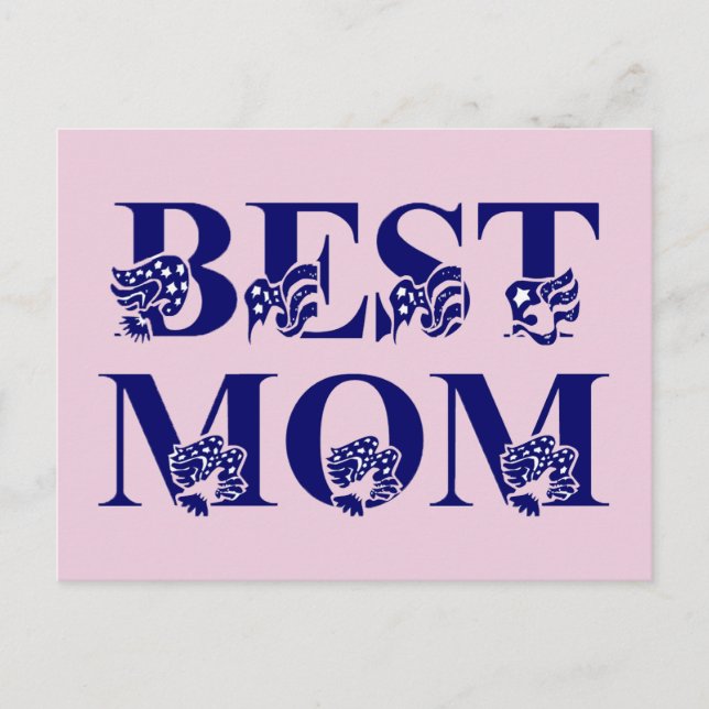 Best Mum USA Flag Text Postcard (Front)