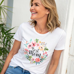Best Mum watercolor  Boho Floral  T-Shirt