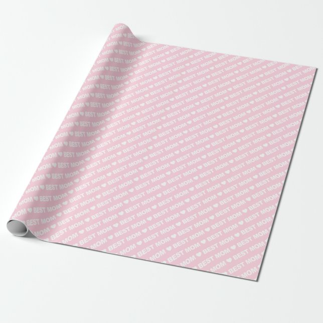 Best Mum White on Light Pink Wrapping Paper (Unrolled)
