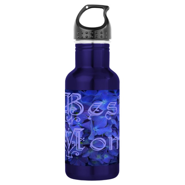 Best Mum with Blue Flower Background 532 Ml Water Bottle (Front)