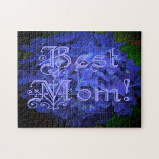 Best Mum with Blue Flower Background Jigsaw Puzzle