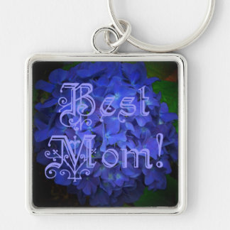Best Mum with Blue Flower Background Key Ring
