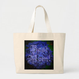 Best Mum with Blue Flower Background Large Tote Bag