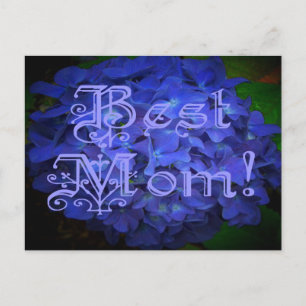 Best Mum with Blue Flower Background Postcard