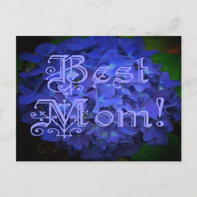 Best Mum with Blue Flower Background Postcard (Front)