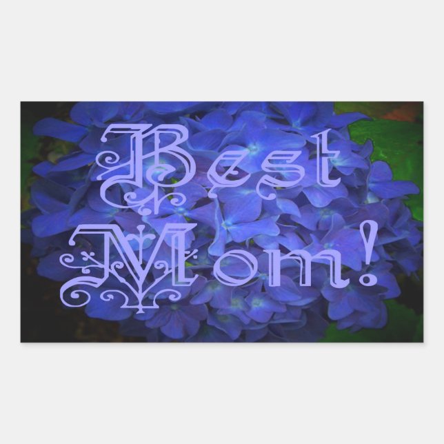 Best Mum with Blue Flower Background Rectangular Sticker (Front)