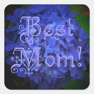 Best Mum with Blue Flower Background Square Sticker