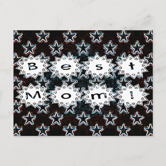 Best Mum with Neon Stars Postcard (Front)