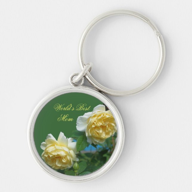Best Mum Yellow Roses Flower Keychain (Front)