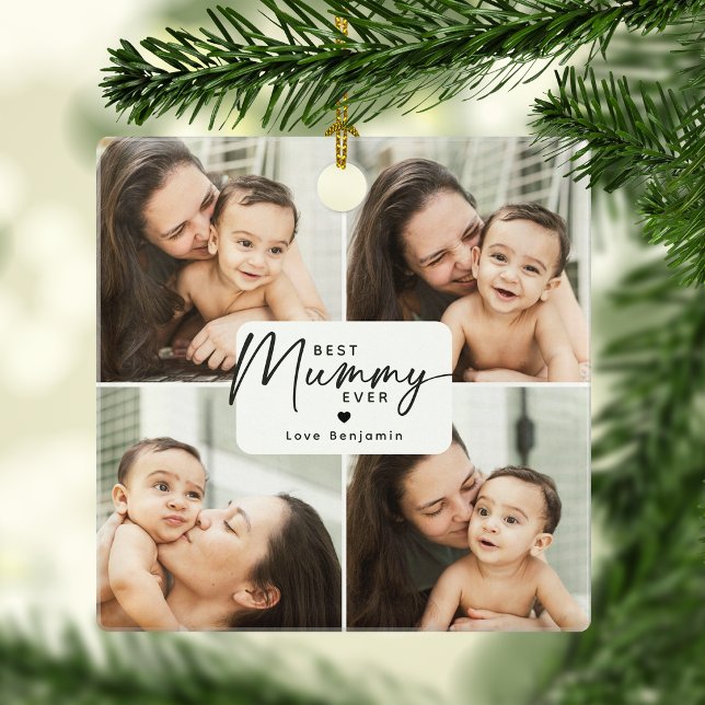 Best Mummy Ever 4 Photo Collage Personalised Ceramic Ornament (Creator Uploaded)