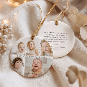 Best Mummy Ever 4 Photo Family Christmas Ceramic Ornament