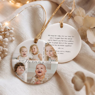 Best Mummy Ever 4 Photo Family Christmas Ceramic Ornament