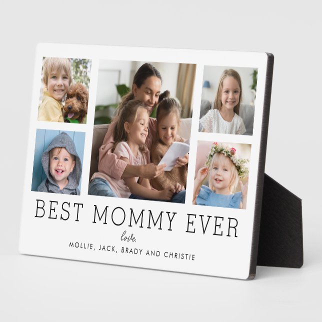 Best Mummy Ever Children 5-Photo Collage Custom Plaque (Side)