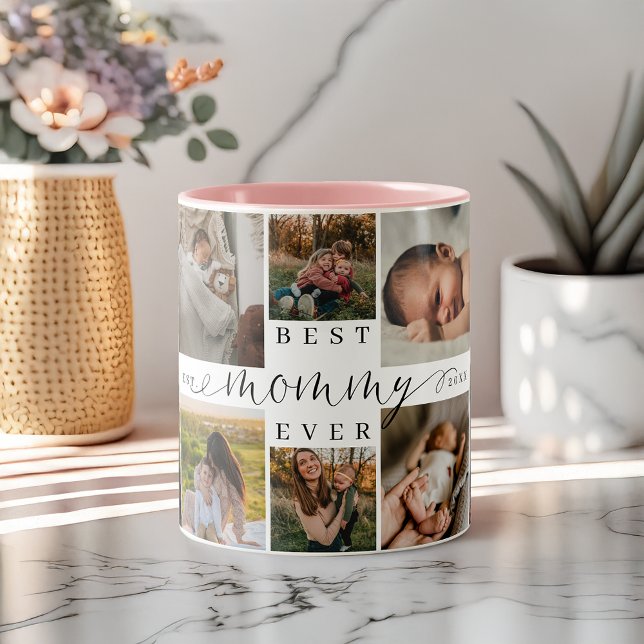 Best Mummy Ever | Mother's Day 8 Photo Collage Two-Tone Coffee Mug (Best Mommy Ever | Mother's Day 8 Photo Collage Two-Tone Coffee Mug (Front))