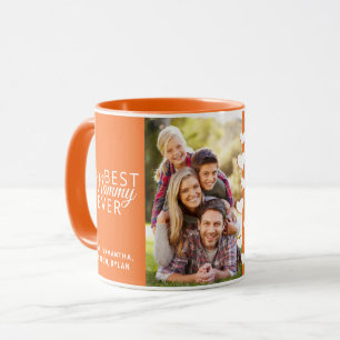 Best Mummy Ever Orange Personalised Two Photos Mug