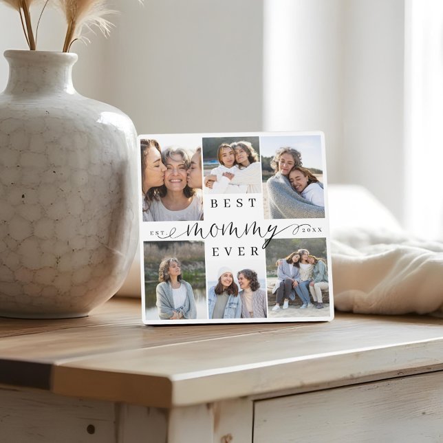 Best Mummy Ever Script 6 Photo Collage Keepsake Plaque (Best Mommy Ever Script 6 Photo Collage Keepsake Plaque)