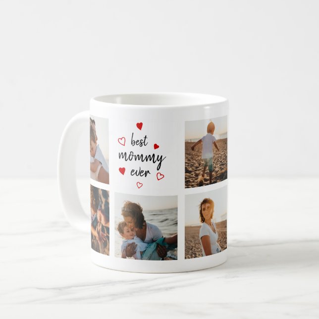Best Mummy Ever Script Photo Collage Mother's Day Coffee Mug (Front Left)